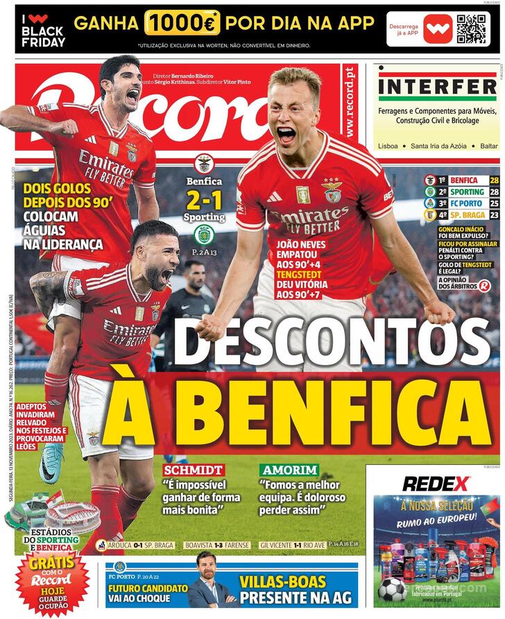 Fora-de-jogo: Capas: A vitória do Benfica frente ao Sporting em grande  destaque e ainda as novidades no Dragão