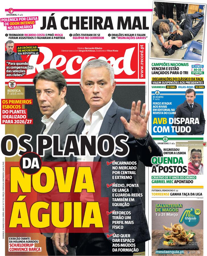 Capas dos jornais desportivos de 29 de Março de 2026 3 Capa - Record