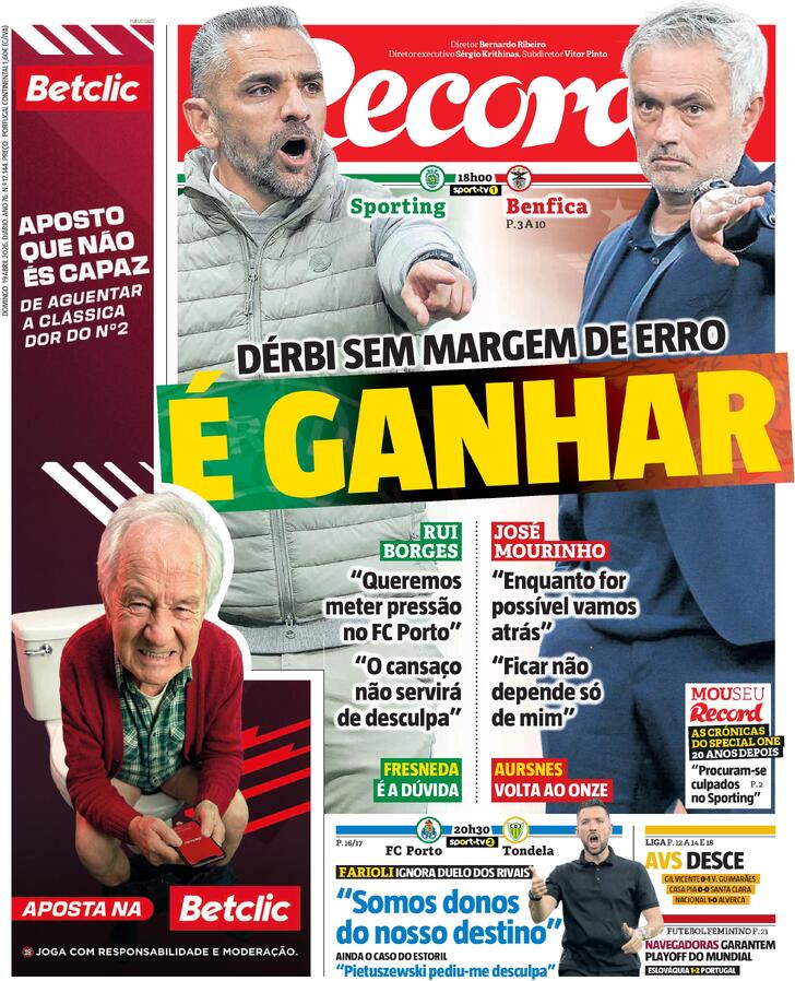 Capa Jornal Record - 2026-04-19