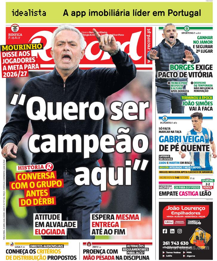 Capa Jornal Record - 2026-04-21