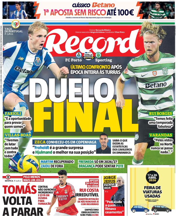 Capa Jornal Record - 2026-04-22
