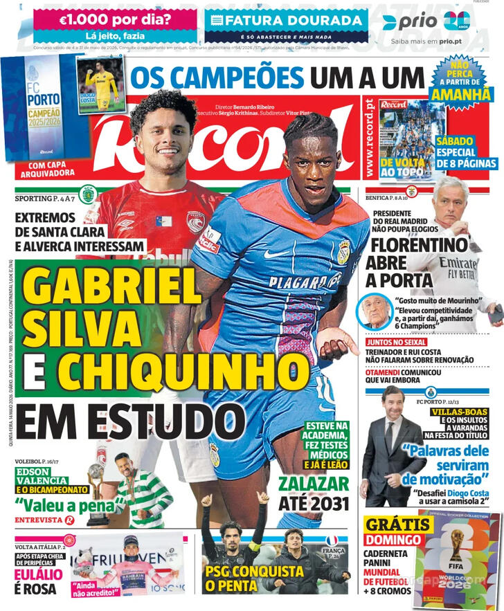 Capa Jornal Record - 2026-05-14