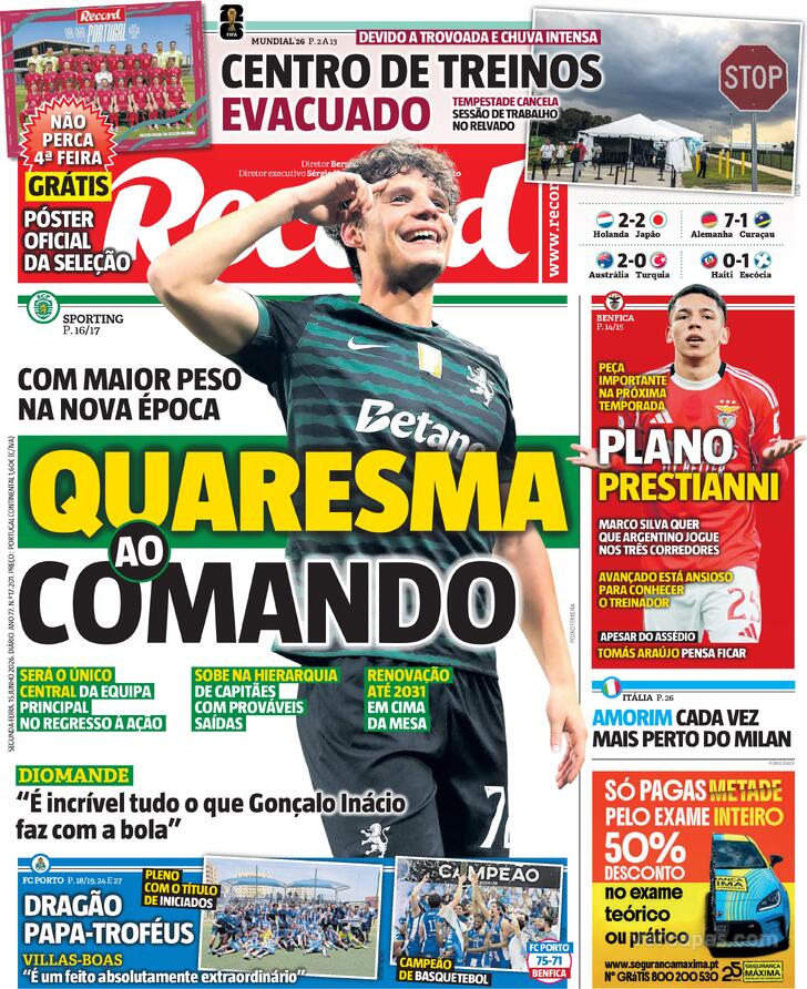 Capa Jornal Record - 2026-06-15