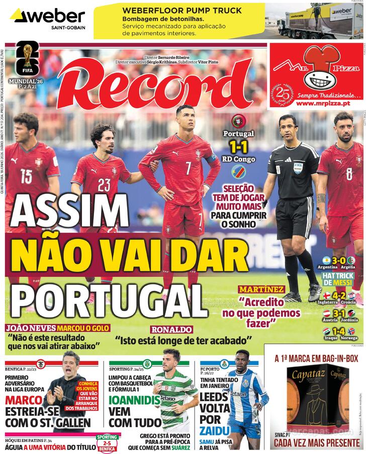 Capa Jornal Record - 2026-06-18