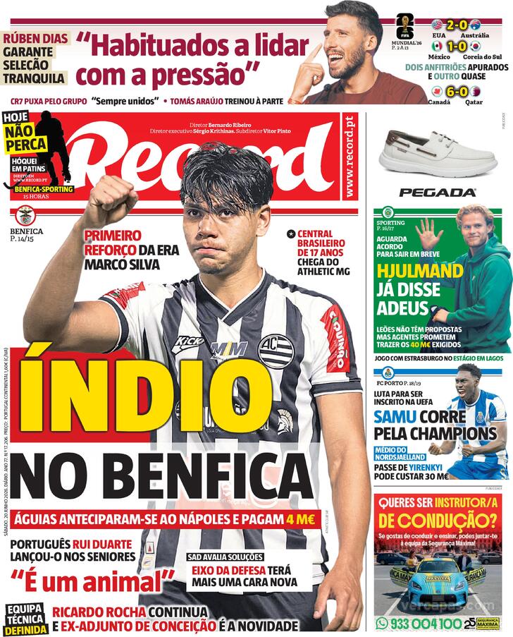 Capa Jornal Record - 2026-06-20