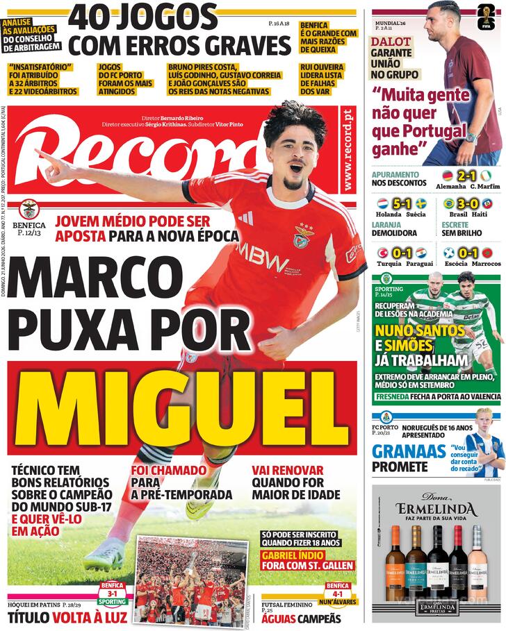 Capa Jornal Record - 2026-06-21
