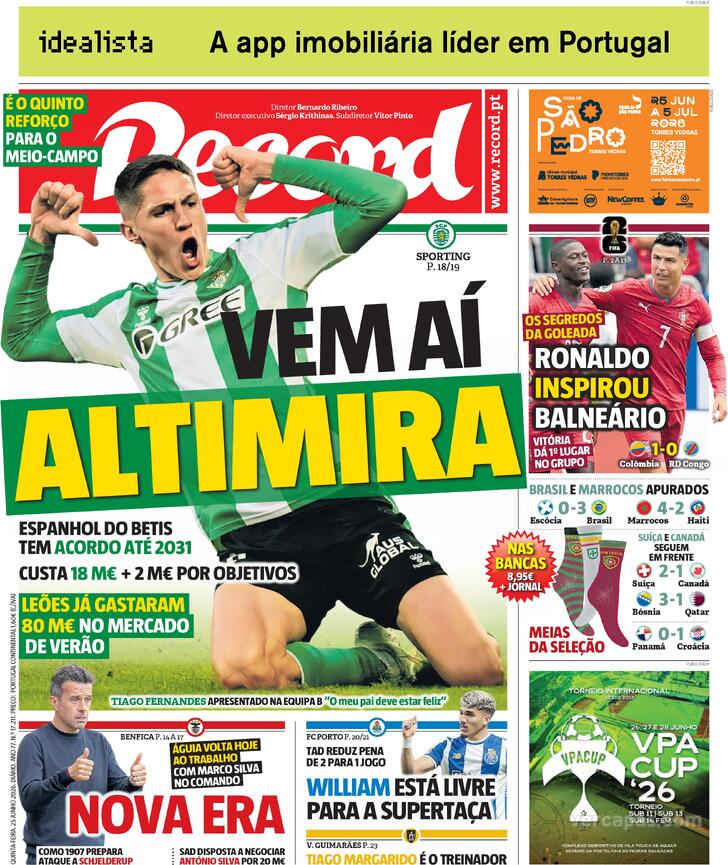 Capa Jornal Record - 2026-06-25