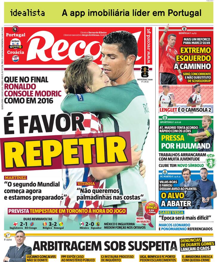Capa Jornal Record - 2026-07-02