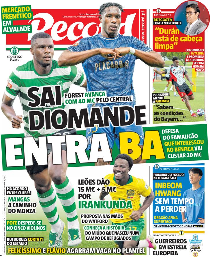 Capa Jornal Record - 2026-07-22