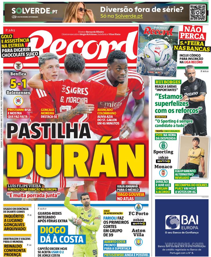 Capa Jornal Record - 2026-07-25
