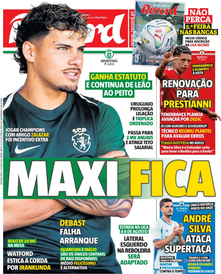 Capa Jornal Record - 2026-07-27