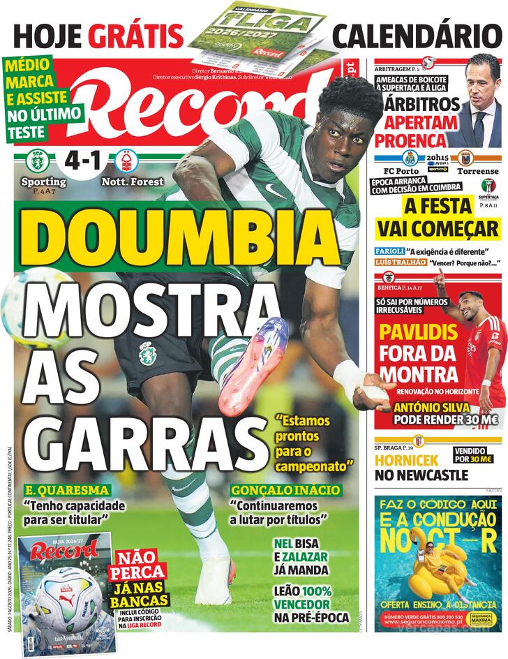 Capa Jornal Record - 2026-08-01