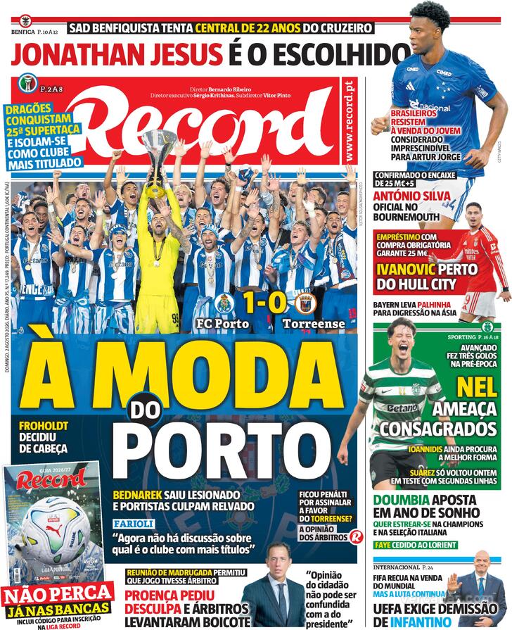 Capa Jornal Record - 2026-08-02