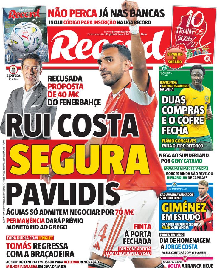 Capa Jornal Record - 2026-08-05