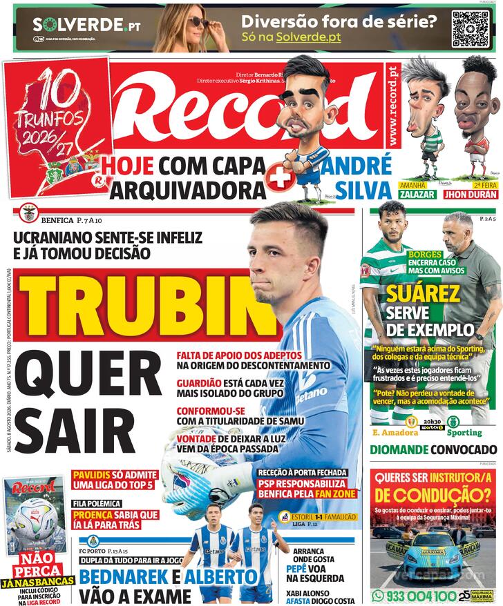 Capa Jornal Record - 2026-08-08