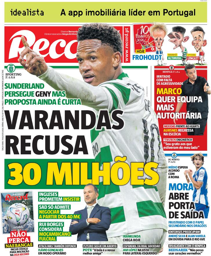 Capa Jornal Record - 2026-08-11
