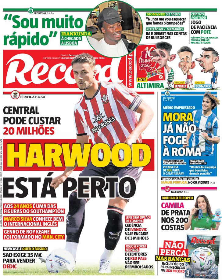 Capa Jornal Record - 2026-08-12