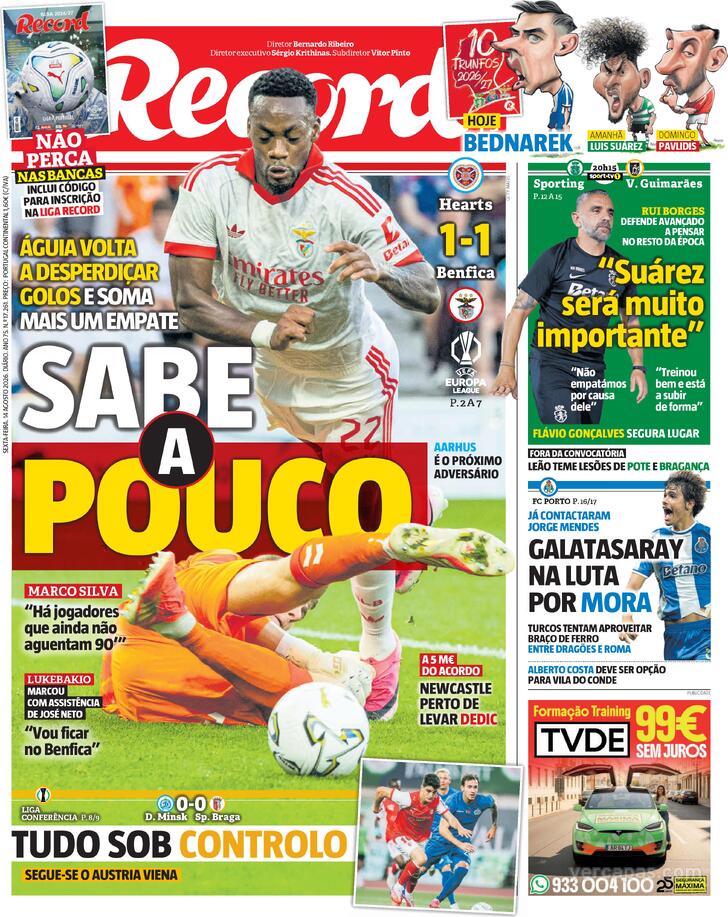 Capa Jornal Record - 2026-08-14