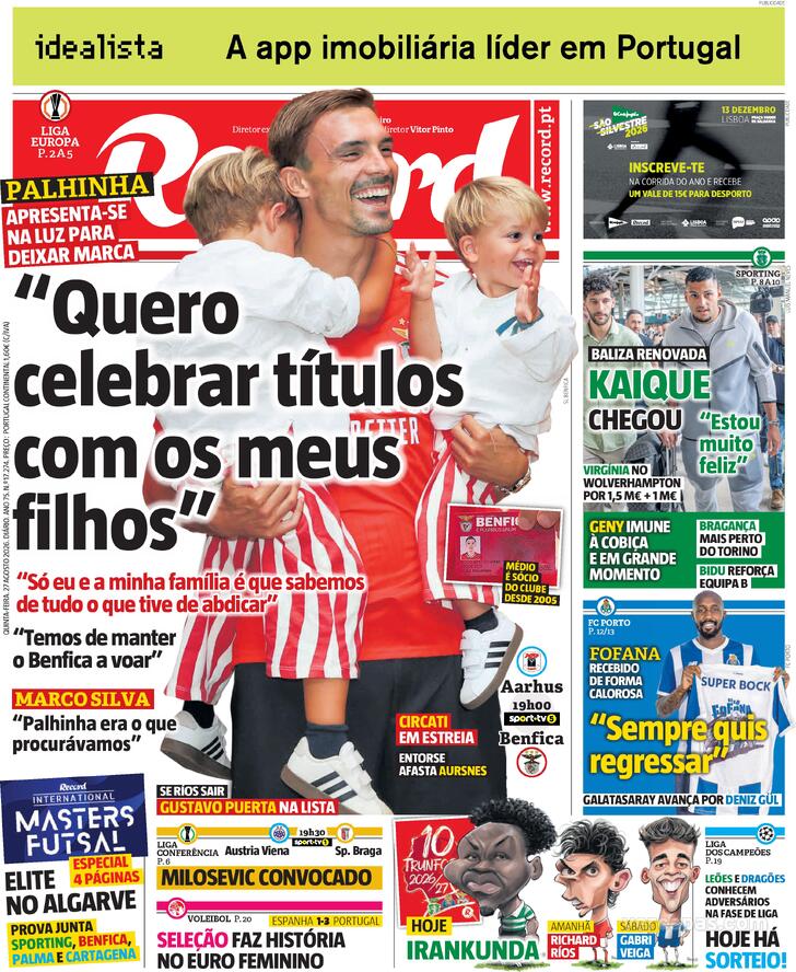 Capa Jornal Record - 2026-08-27