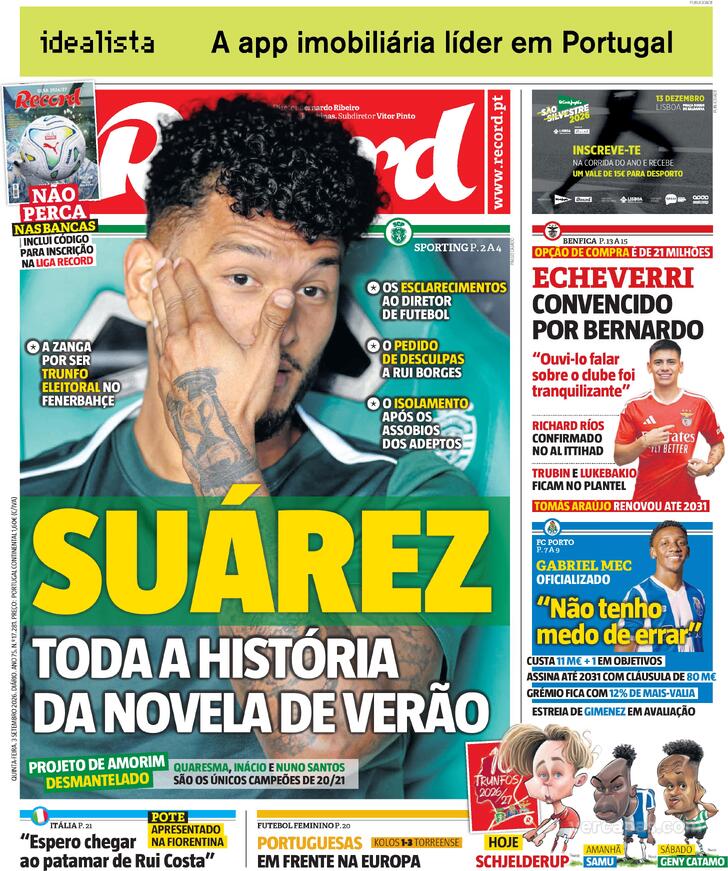 Capa Jornal Record - 2026-09-03