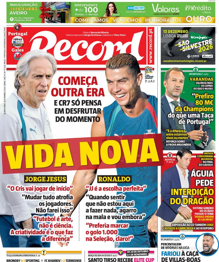 Capa Jornal Record - 2026-09-24