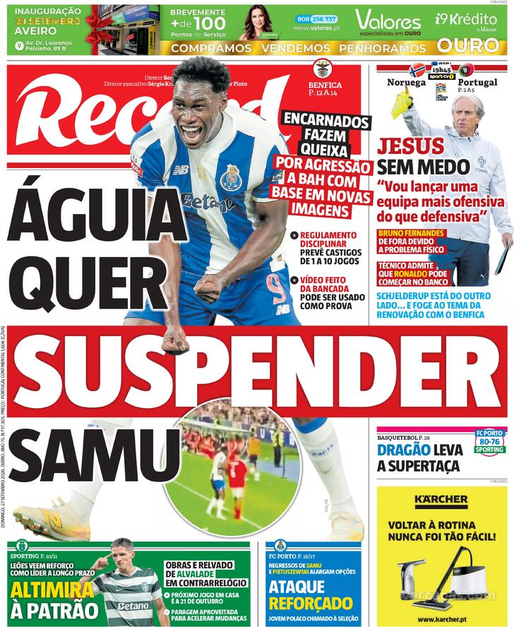 Capa Jornal Record - 2026-09-27