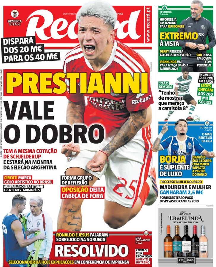 Capa Jornal Record - 2026-09-30