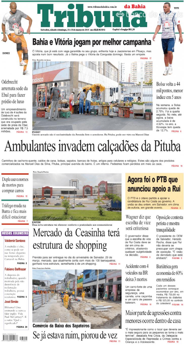 Capa Tribuna da Bahia - 2014-03-15