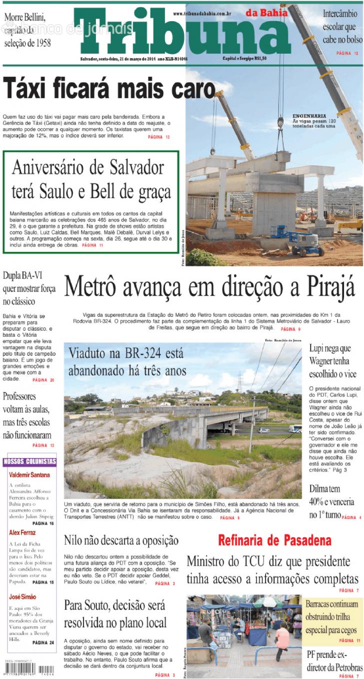 Capa Tribuna da Bahia - 2014-03-21