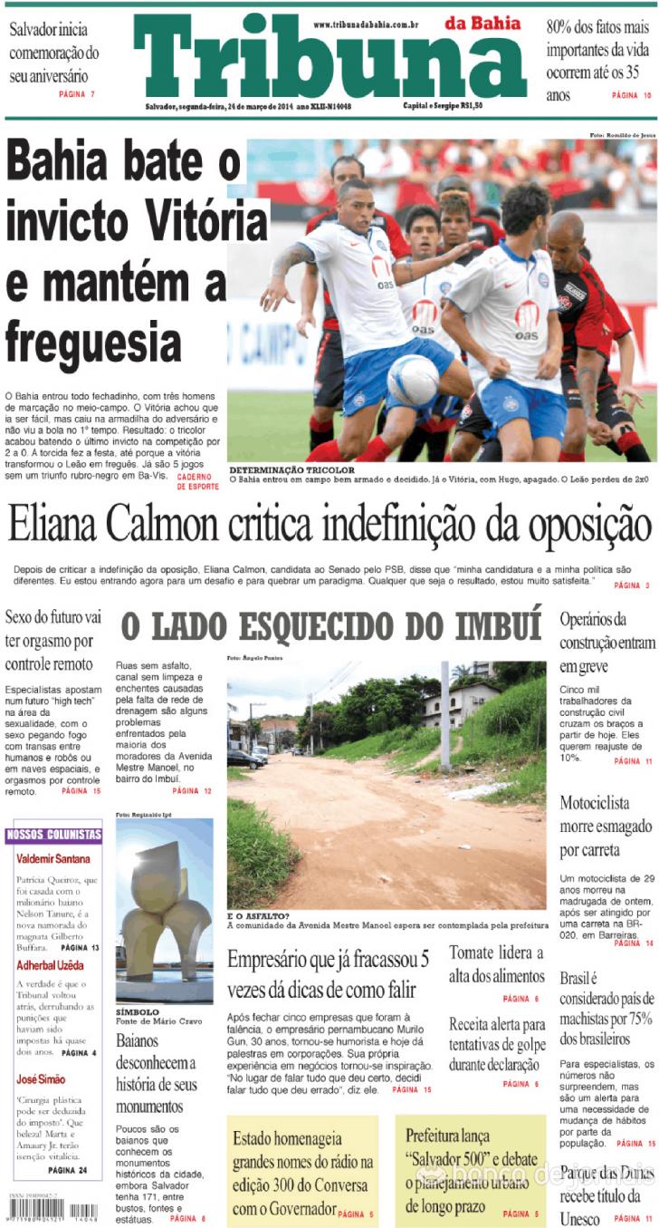 Capa Tribuna da Bahia - 2014-03-24