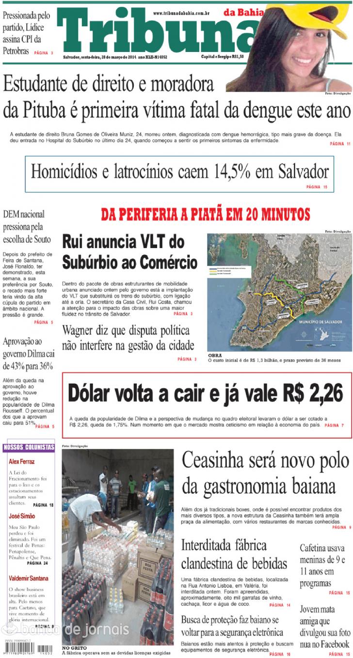 Capa Tribuna da Bahia - 2014-03-28