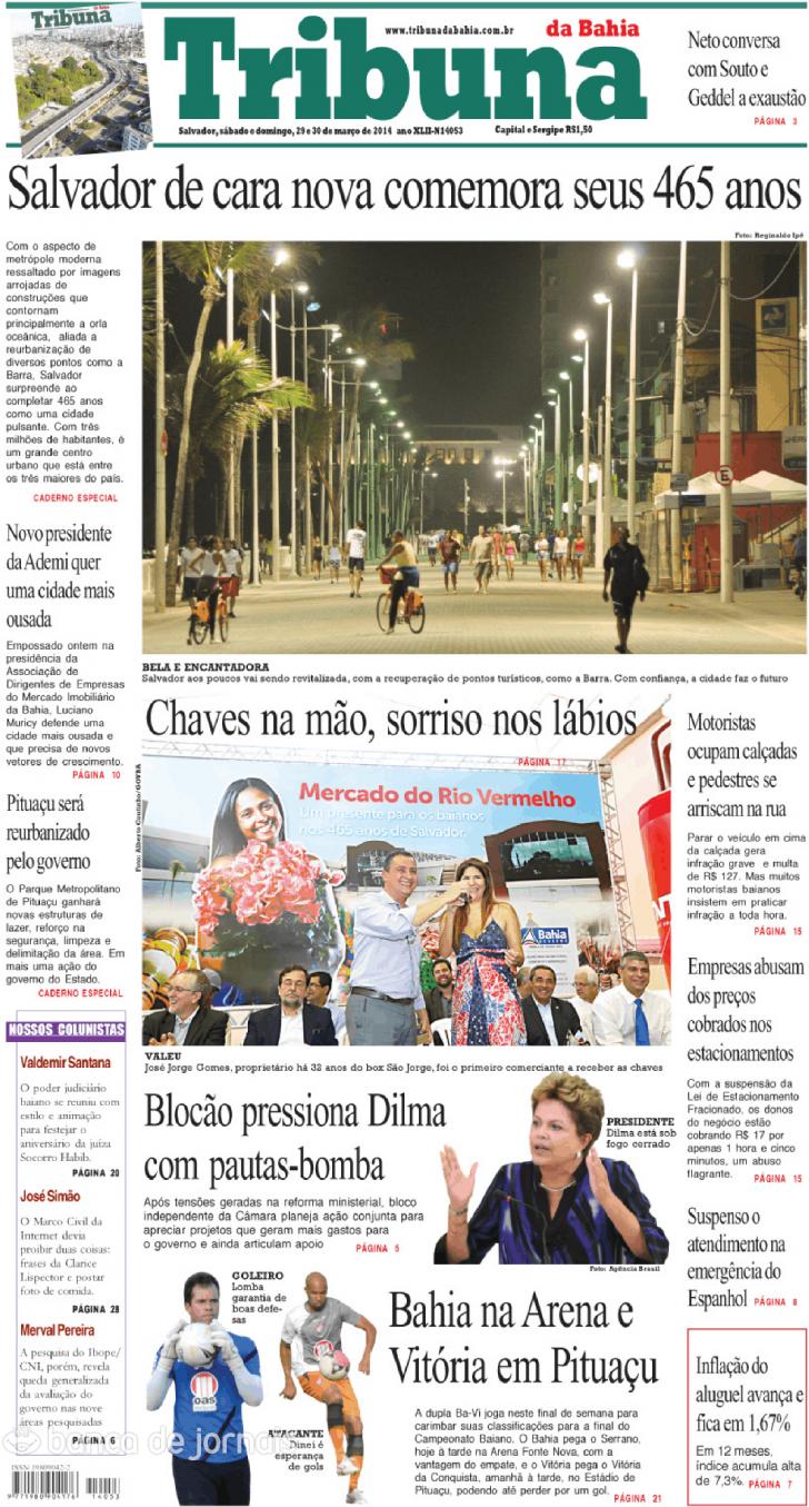 Capa Tribuna da Bahia - 2014-03-29