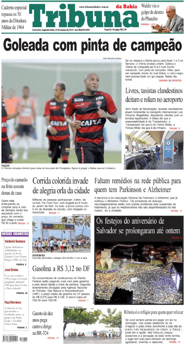 Capa Tribuna da Bahia - 2014-03-31
