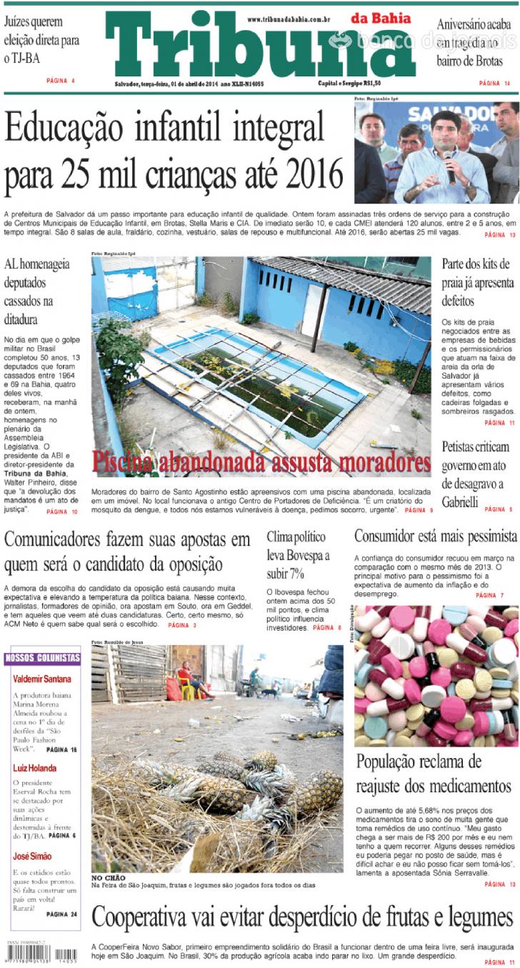 Capa Tribuna da Bahia - 2014-04-01