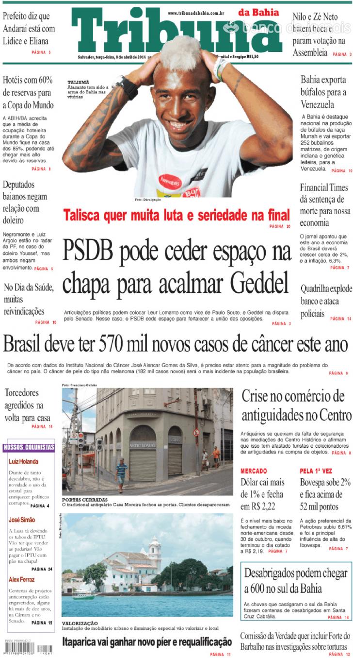 Capa Tribuna da Bahia - 2014-04-08