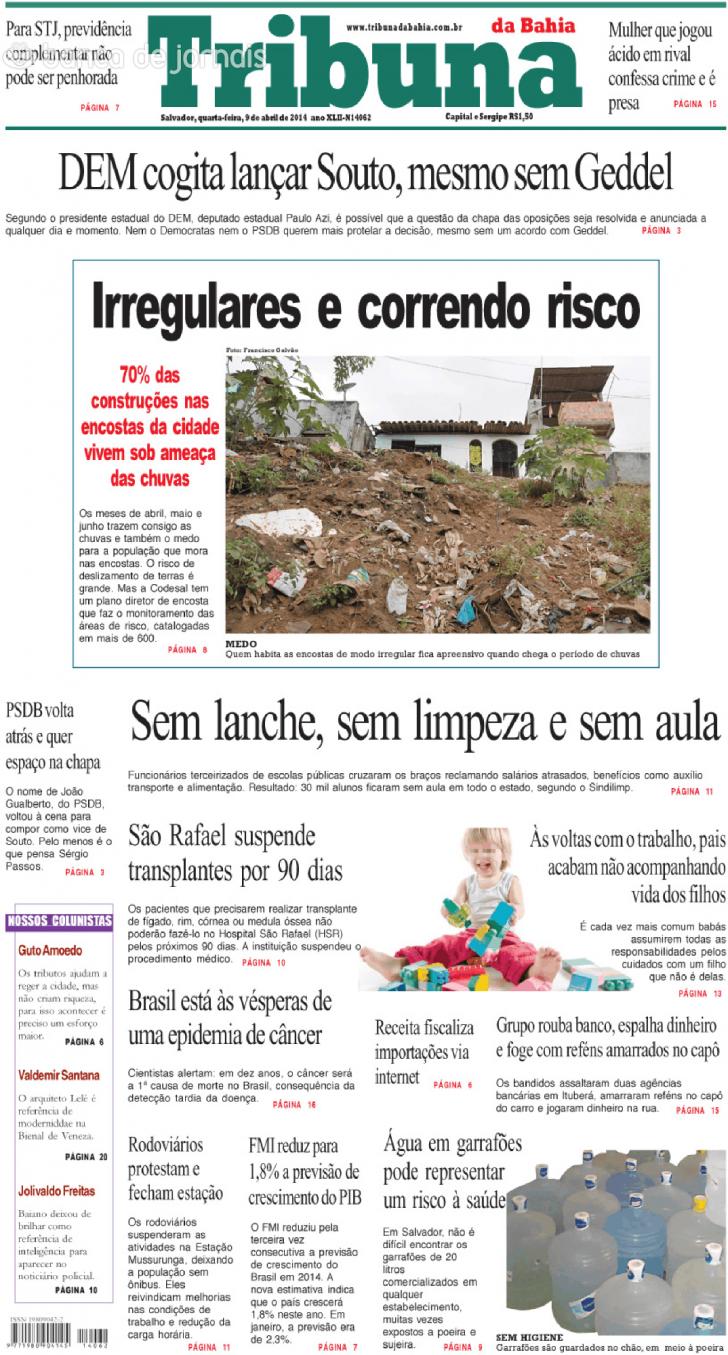 Capa Tribuna da Bahia - 2014-04-09