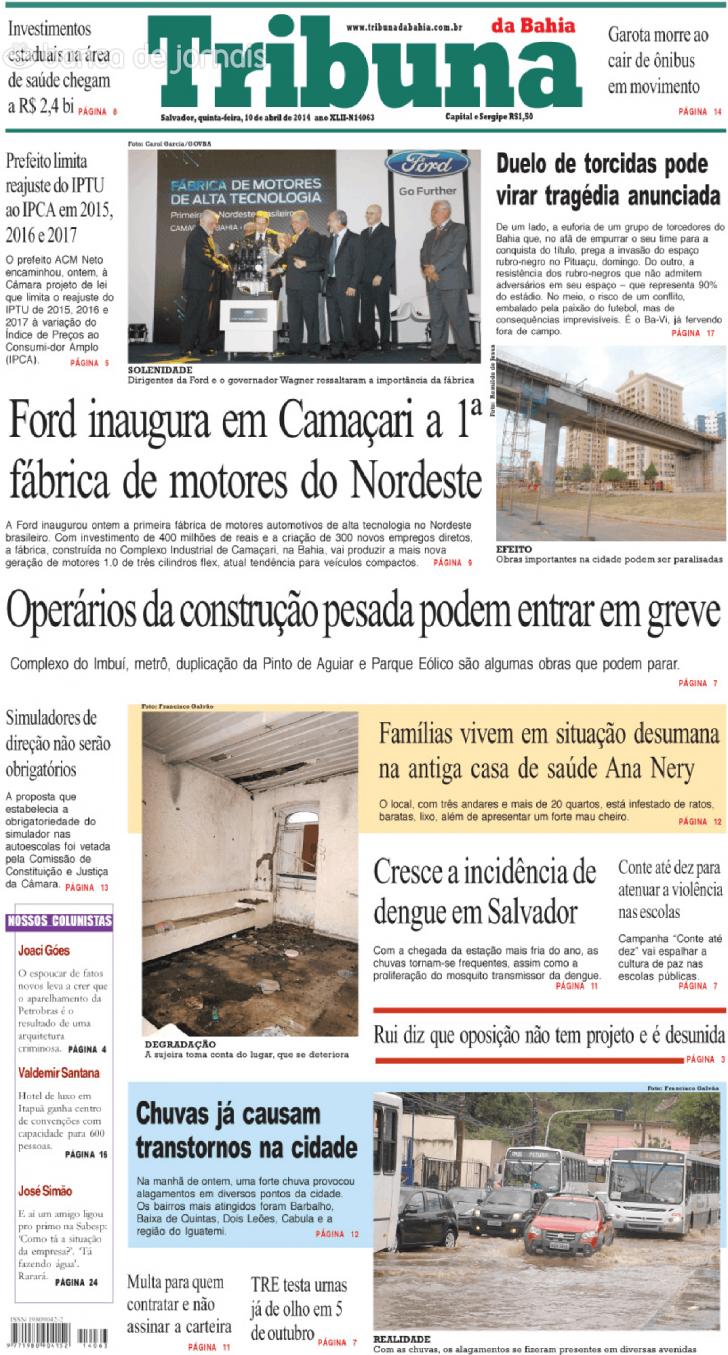Capa Tribuna da Bahia - 2014-04-10