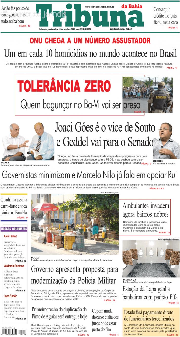 Capa Tribuna da Bahia - 2014-04-11