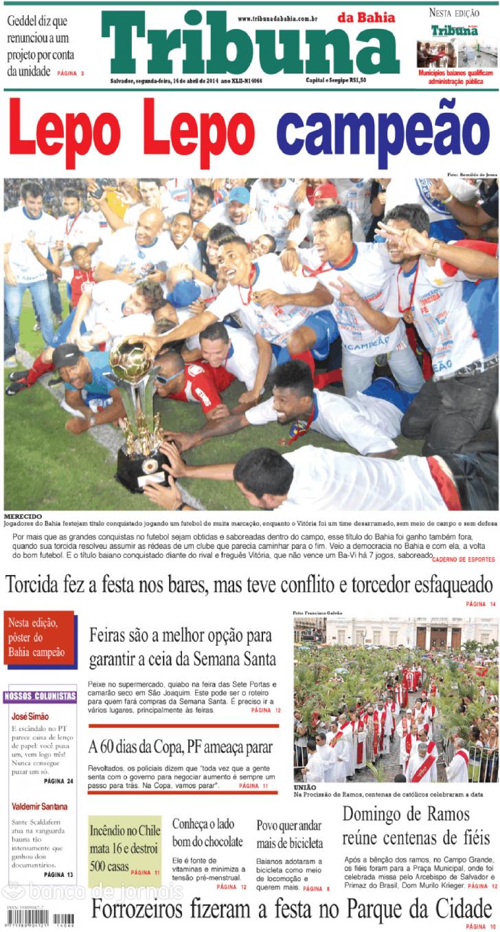 Capa Tribuna da Bahia - 2014-04-14