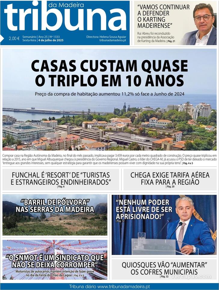 Capa Tribuna da Madeira - 2025-07-04
