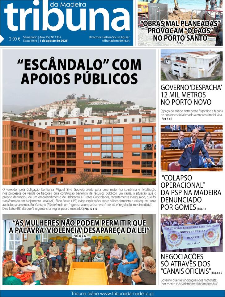 Capa Tribuna da Madeira - 2025-08-01
