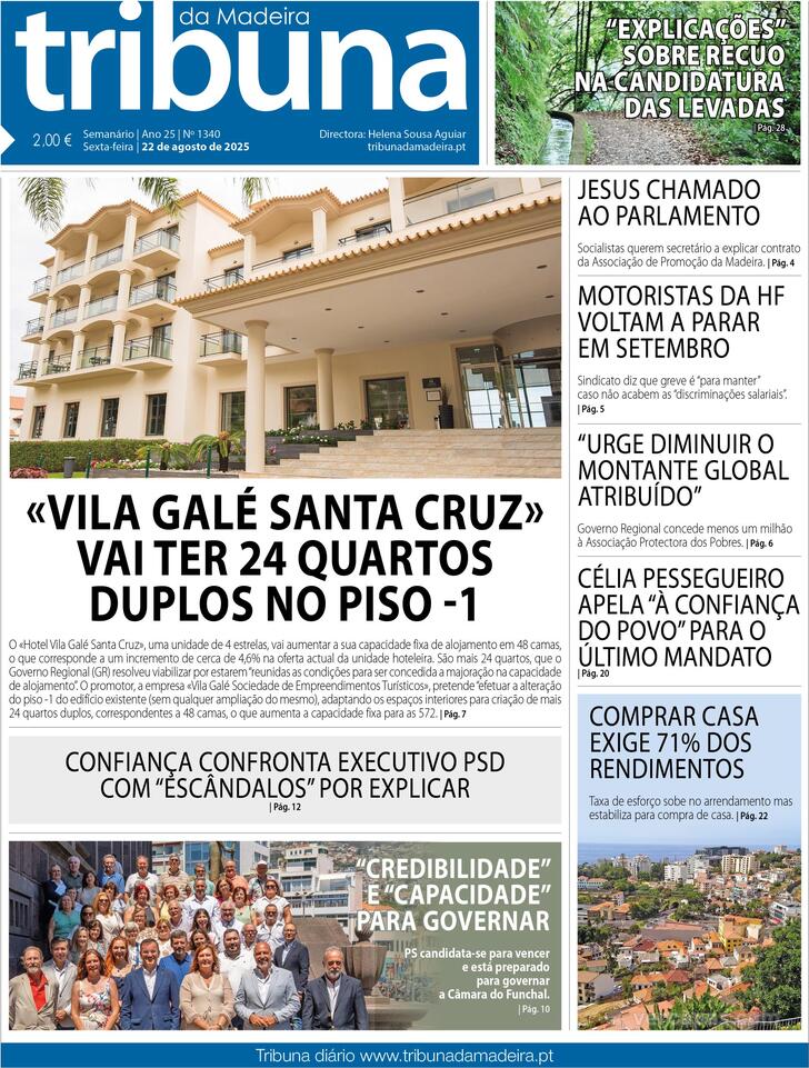 Capa Tribuna da Madeira - 2025-08-22
