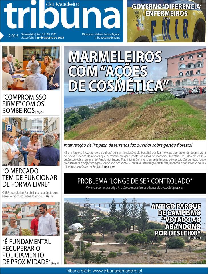 Capa Tribuna da Madeira - 2025-08-29