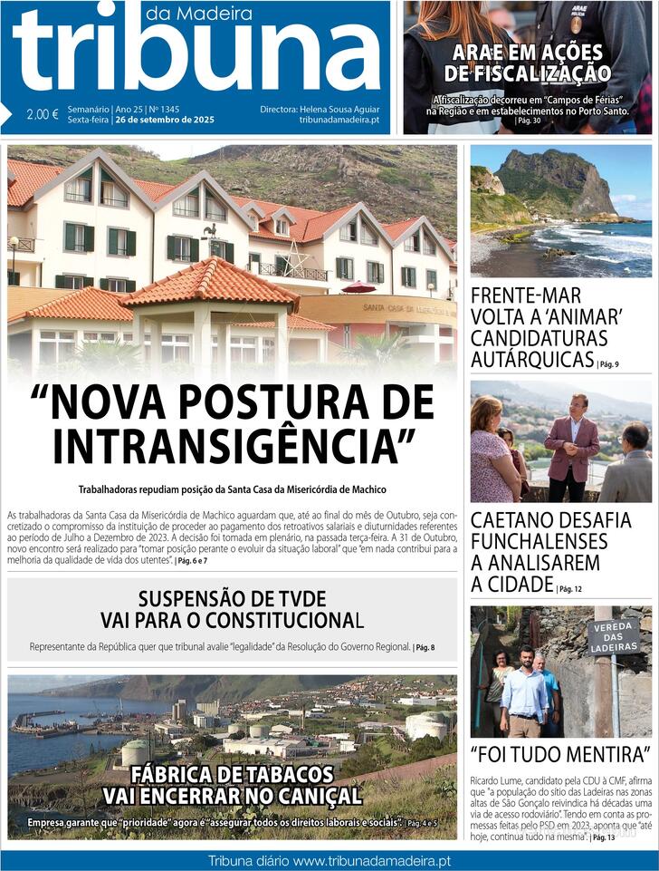 Capa Tribuna da Madeira - 2025-09-26