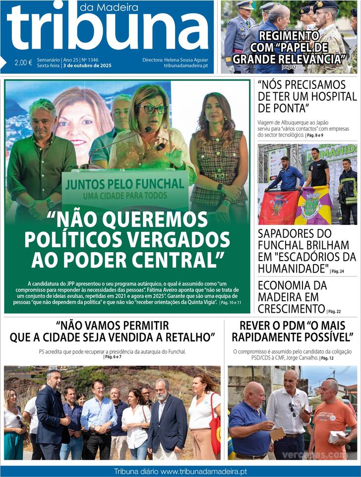 Capa Tribuna da Madeira - 2025-10-03