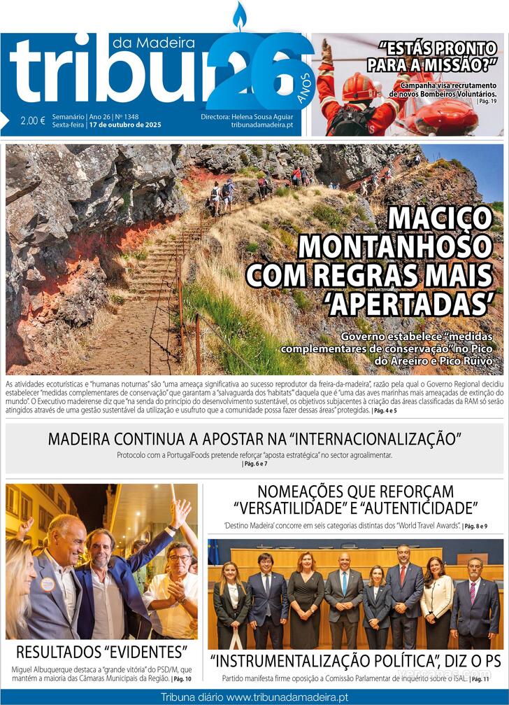 Capa Tribuna da Madeira - 2025-10-17