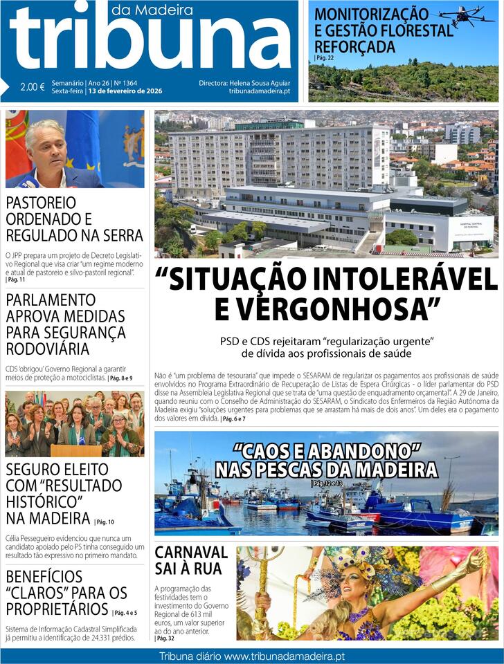 Capa Tribuna da Madeira - 2026-02-13