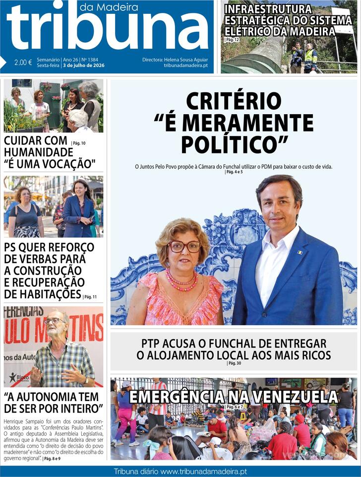 Capa Tribuna da Madeira - 2026-07-03