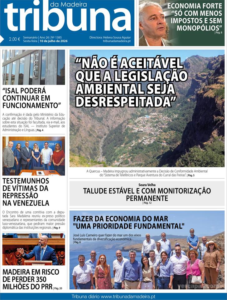 Capa Tribuna da Madeira - 2026-07-10