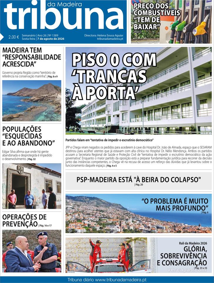 Capa Tribuna da Madeira - 2026-08-07